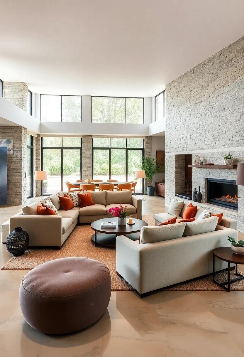 Create a Focal Point: Position your sectional to face a fireplace or large window, making it the centerpiece of your living room