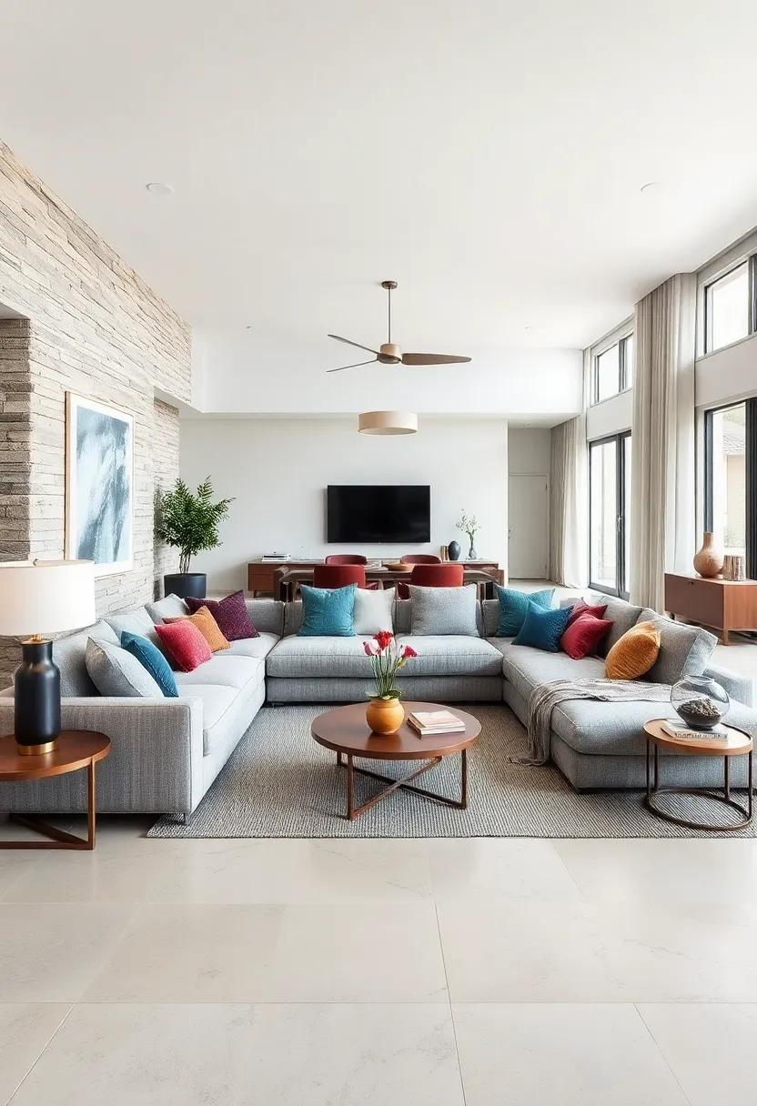 Layer Textures: Mix textiles like⁣ soft⁣ velvet and woven fabrics on your sectional to add visual interest and warmth to your ‌open living space