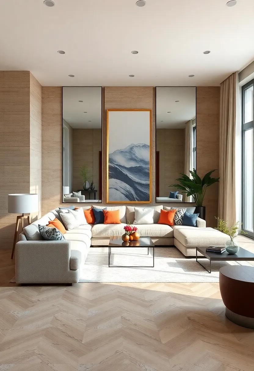Reflect on Mirrors: Hang mirrors opposite your sectional to create an illusion of space and amplify light