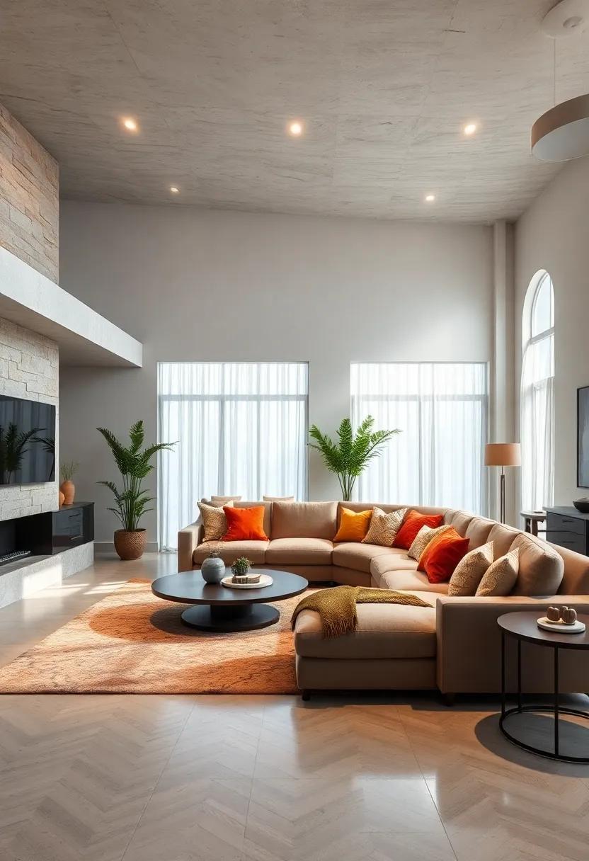 Experiment with Shapes: Consider a curved sectional for a unique design that encourages conversation