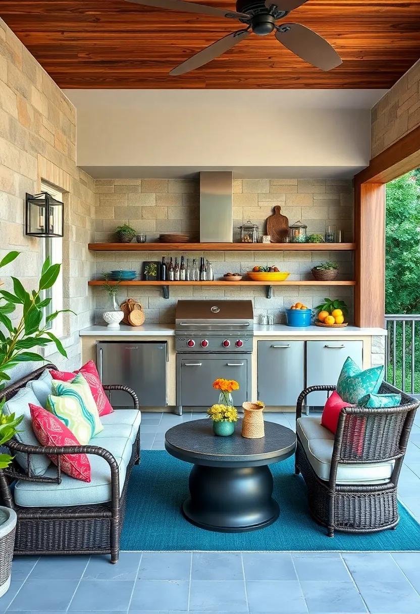 Colorful Outdoor Decor: Brighten up ‍your outdoor kitchen with colorful accents like cushions and dishware⁣ that reflect your personal style and create a welcoming vibe
