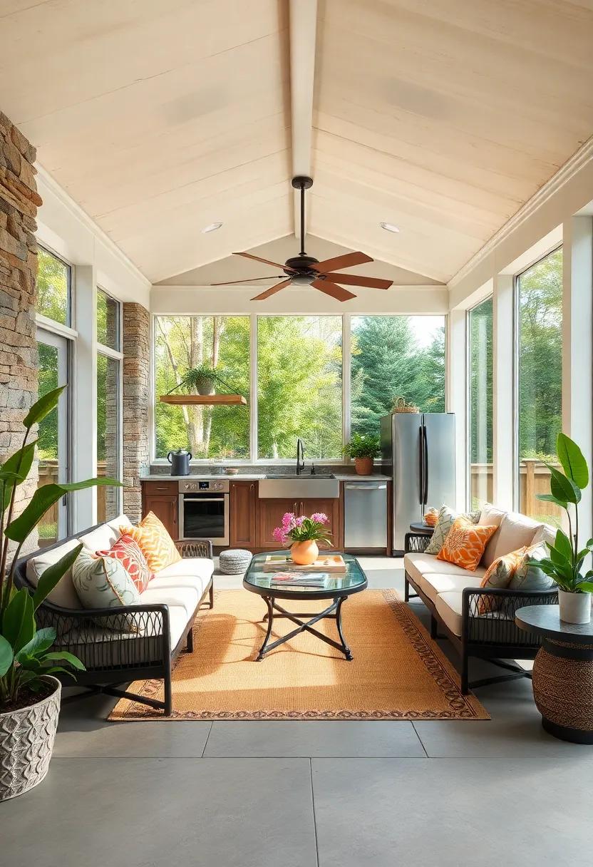 Enclosed Sunroom Kitchen: Consider adding a screened sunroom to‍ your deck that allows for all-weather cooking and dining, offering protection while still connecting with nature