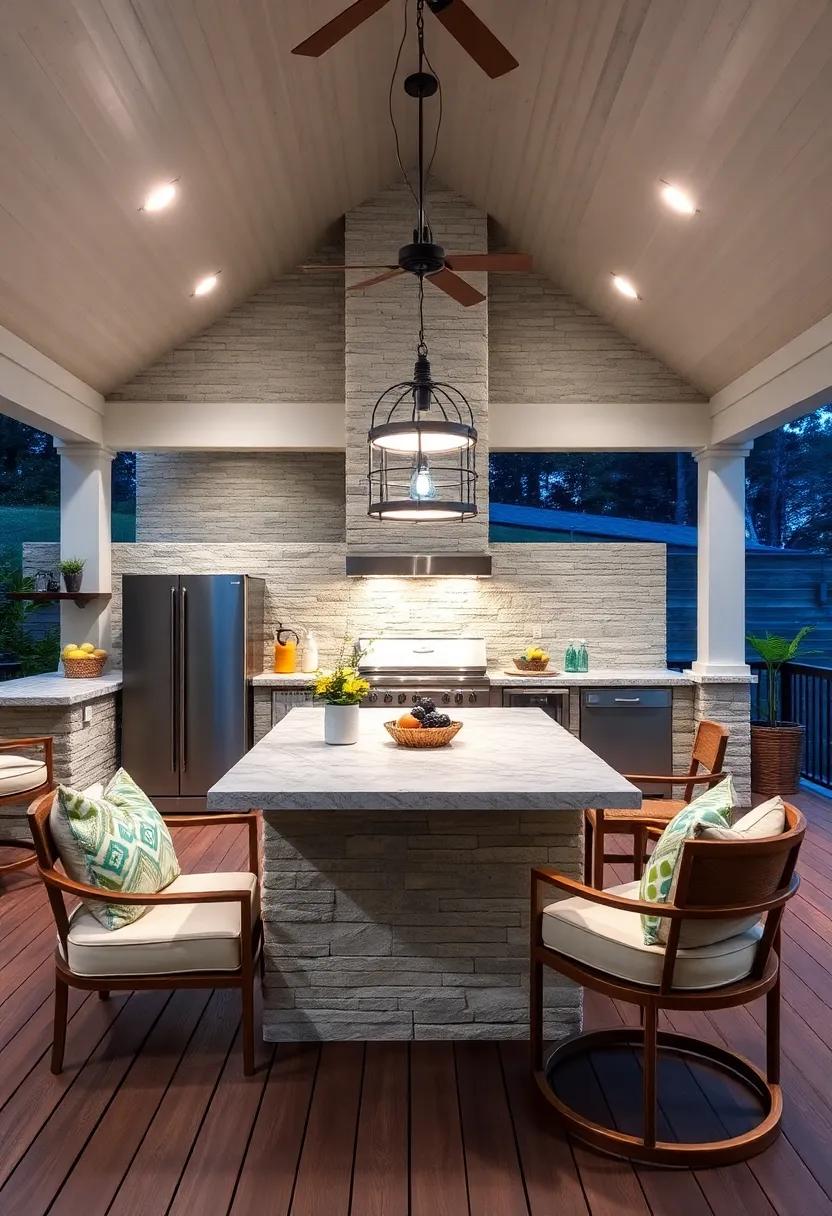 Outdoor Dining Island: Create a central dining island within your outdoor kitchen design, allowing guests to‌ gather around as you prepare meals and⁣ enjoy great company