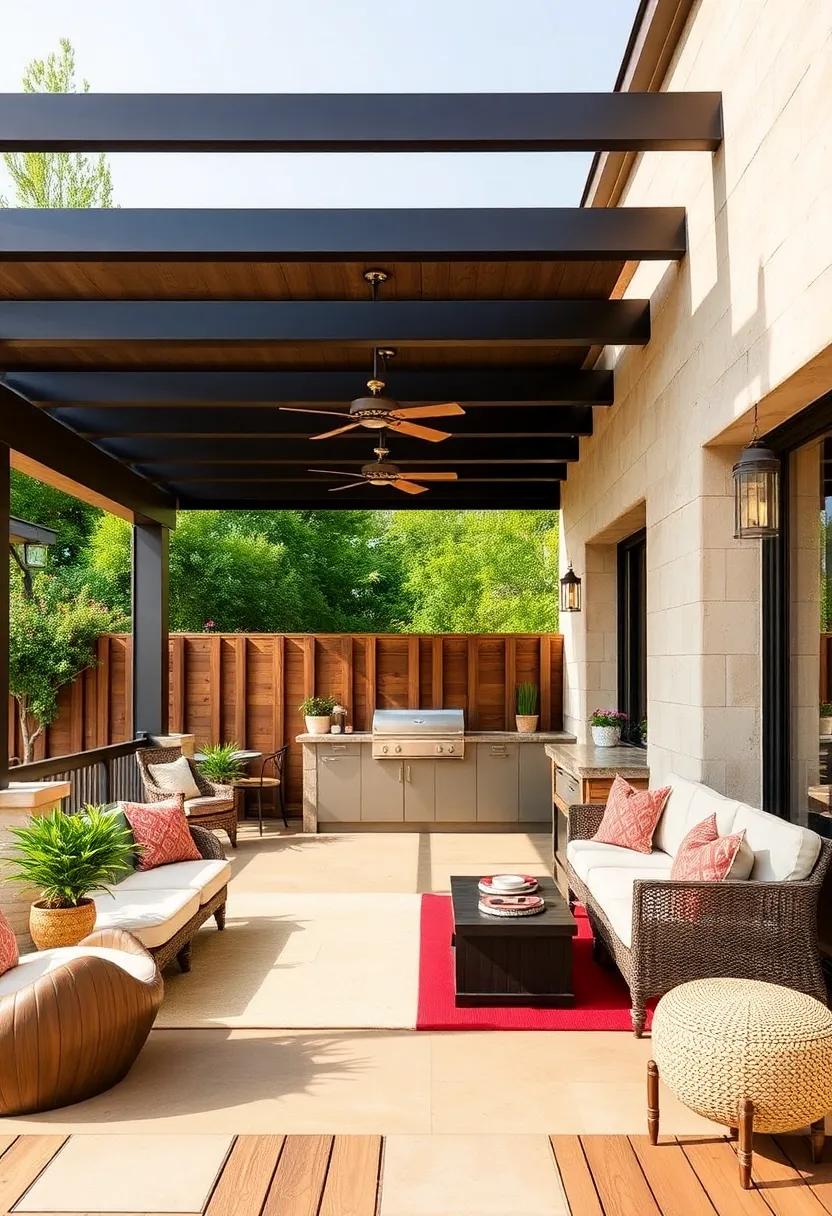 Shade Solutions: Incorporate elegant⁤ awnings or pergolas into your outdoor kitchen design‍ to provide shelter from the sun while allowing natural light ⁣to flood the space