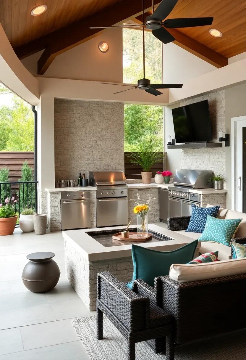 Water Feature Accents: Enhance tranquility by ​integrating a small water ​feature near your outdoor kitchen, providing soothing sounds as you cook ⁤and entertain