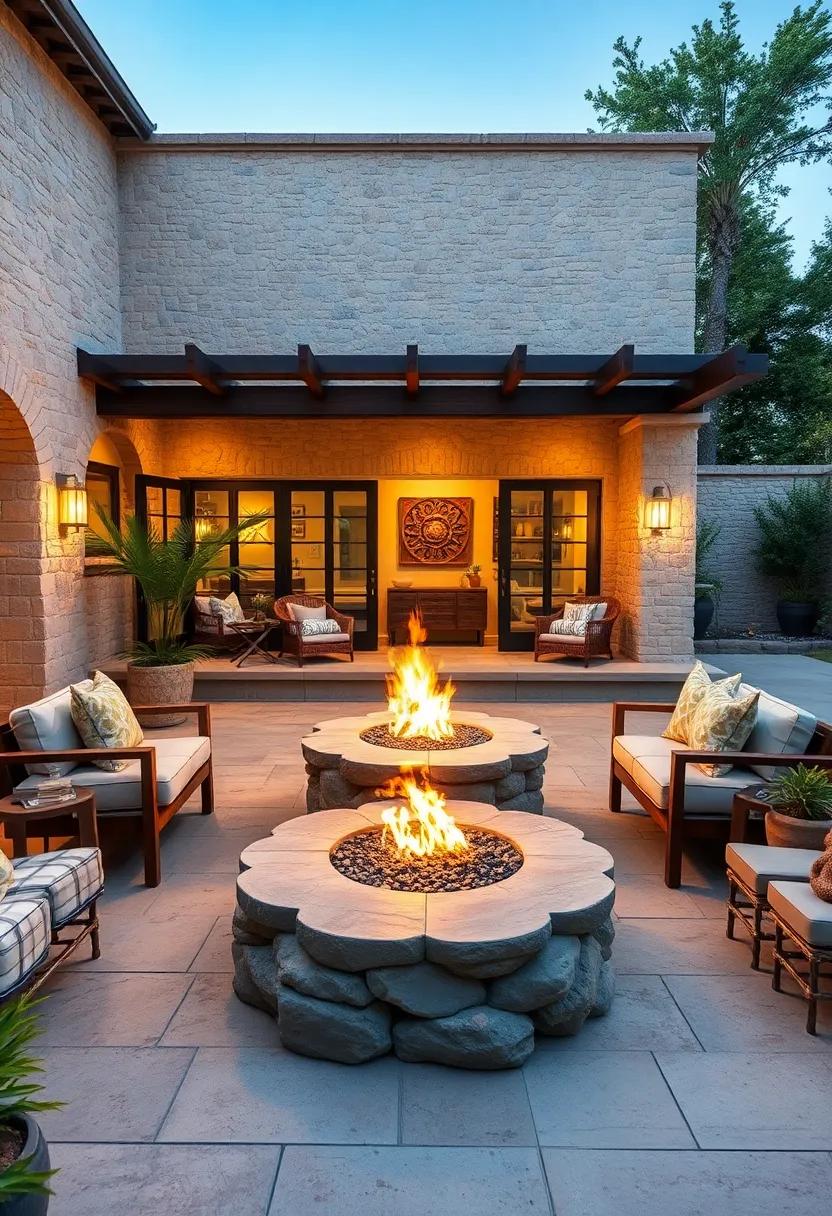 Cozy Fire‌ Pit: Create a central gathering ‌space with ⁤a rustic stone fire ⁣pit​ surrounded by comfortable seating