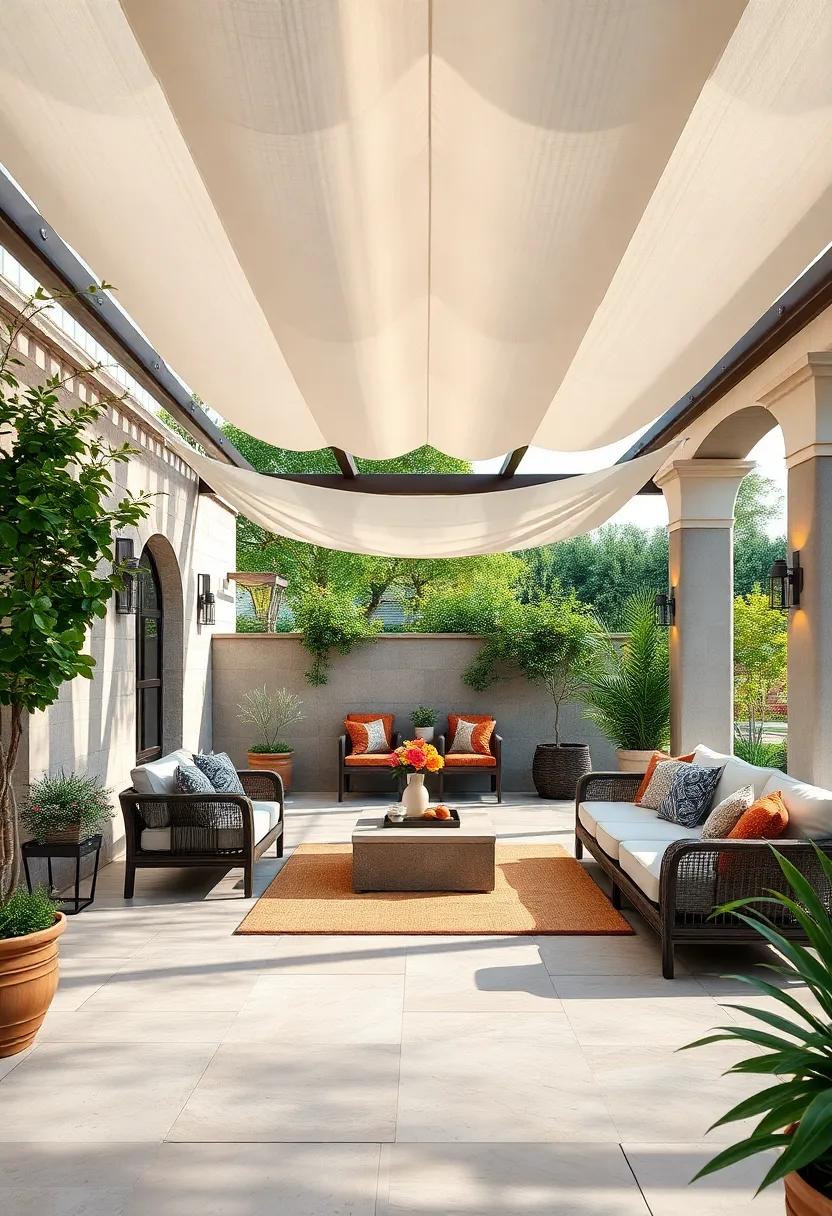 Elegant Canopy:⁤ Install a flowing fabric canopy⁣ or pergola⁣ to provide ‌shade⁤ while adding ⁣a romantic⁢ touch ‌to your patio