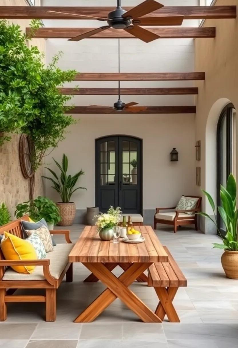 Rustic Wooden Furniture: Choose weathered wooden tables and benches to evoke a sense of timelessness and ⁤comfort