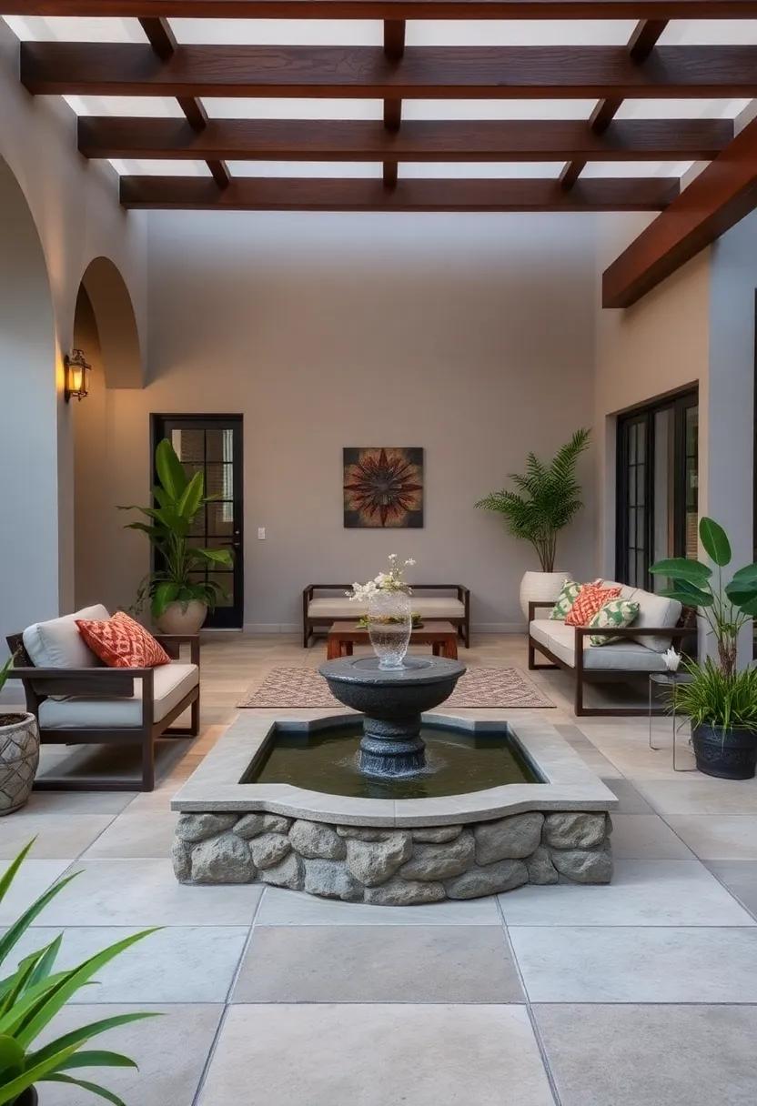 Water Feature: Add ⁣a small fountain or pond to introduce the soothing​ sound of ⁣water and⁢ enhance relaxation