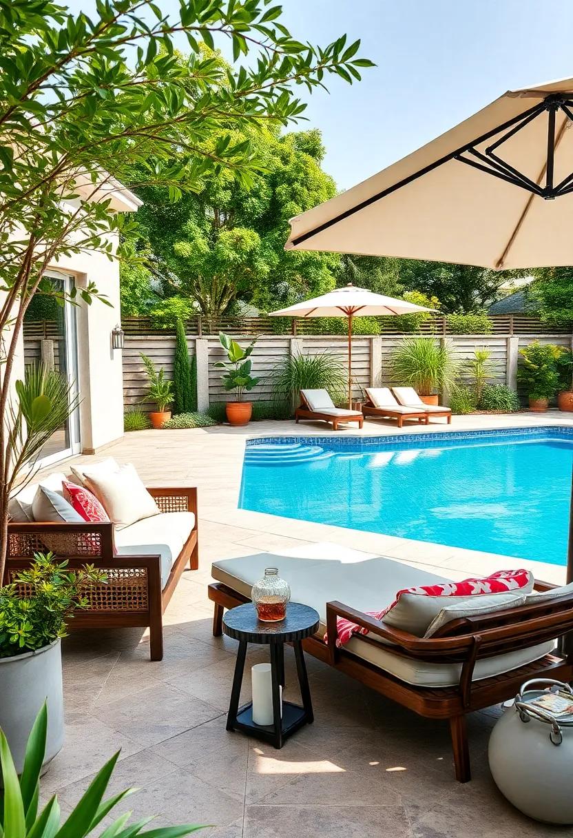 Poolside Paradise: Create a cool escape with sleek ​sun loungers‌ and umbrellas that⁣ maintain your style while offering respite ⁢from the sun