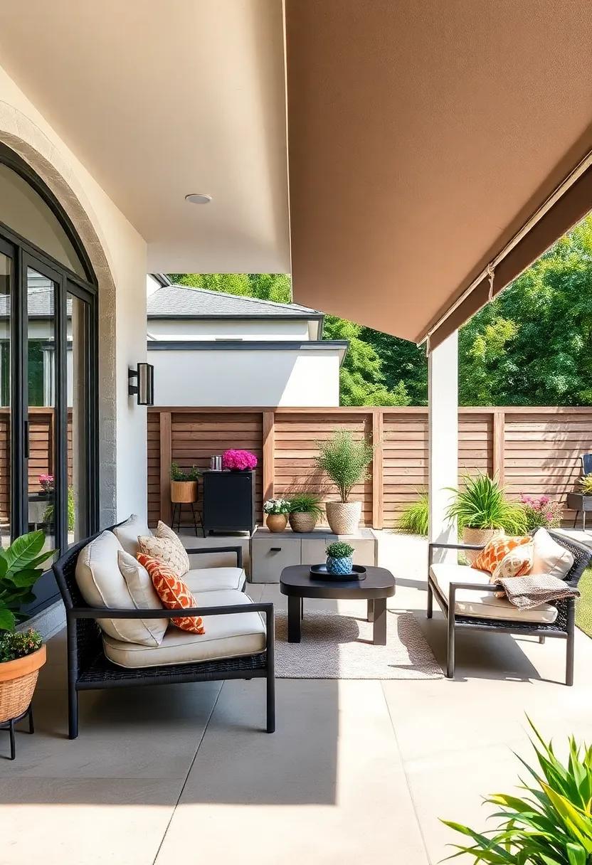 Retractable ⁢awnings: Optimize comfort with⁢ stylish retractable awnings that provide⁢ shade ‍without compromising⁢ the aesthetic⁤ of your⁤ outdoor ​oasis