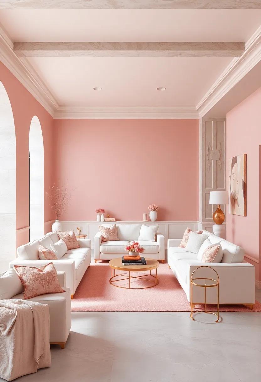 Embrace the elegance ​of blush⁣ pink walls‌ paired with plush ⁤white furniture ‌for⁤ a ⁢timeless, ‌sophisticated look that oozes luxury