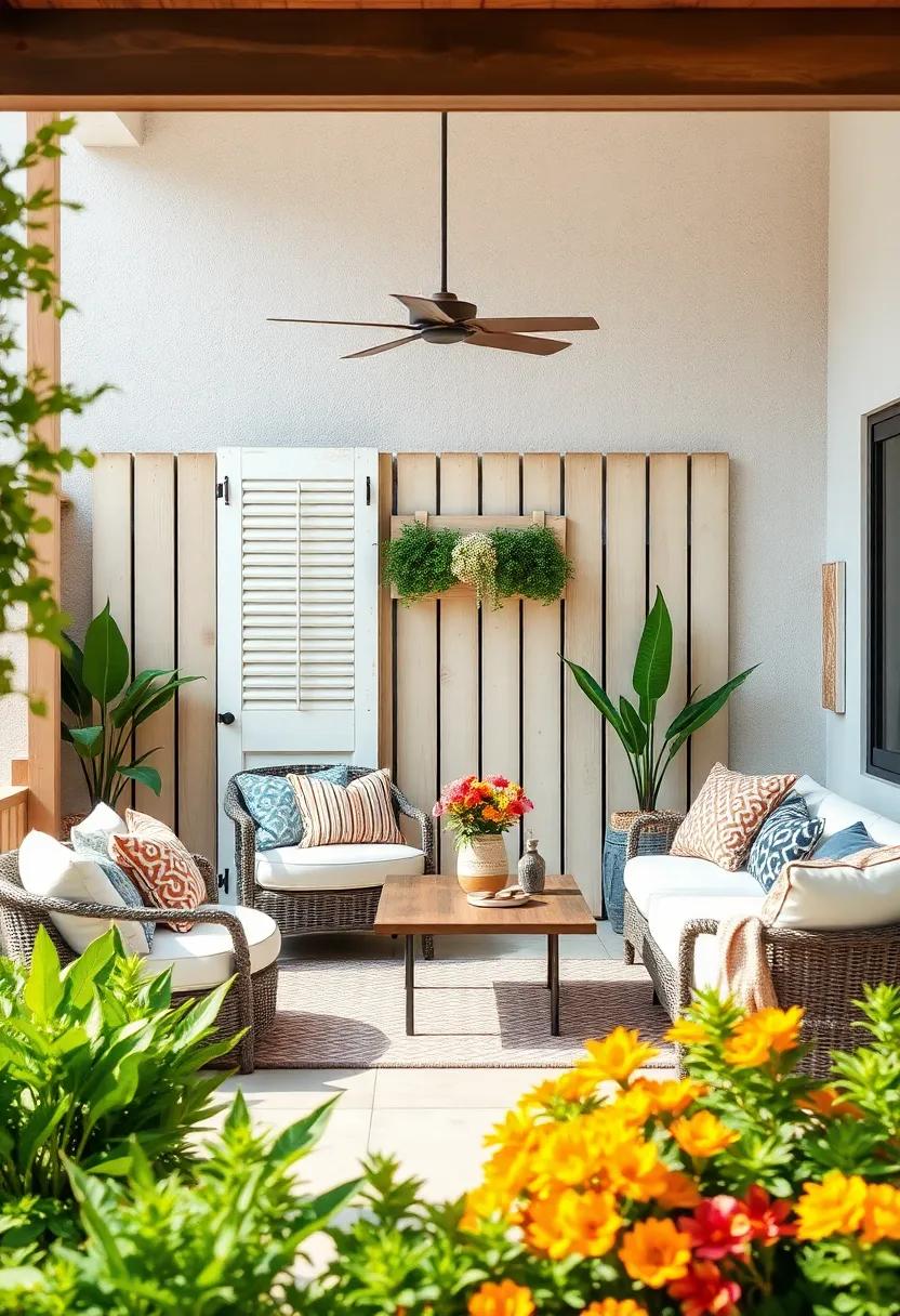 Old Shutters: Transform vintage window shutters into a charming, hinged fence that adds character and functionality