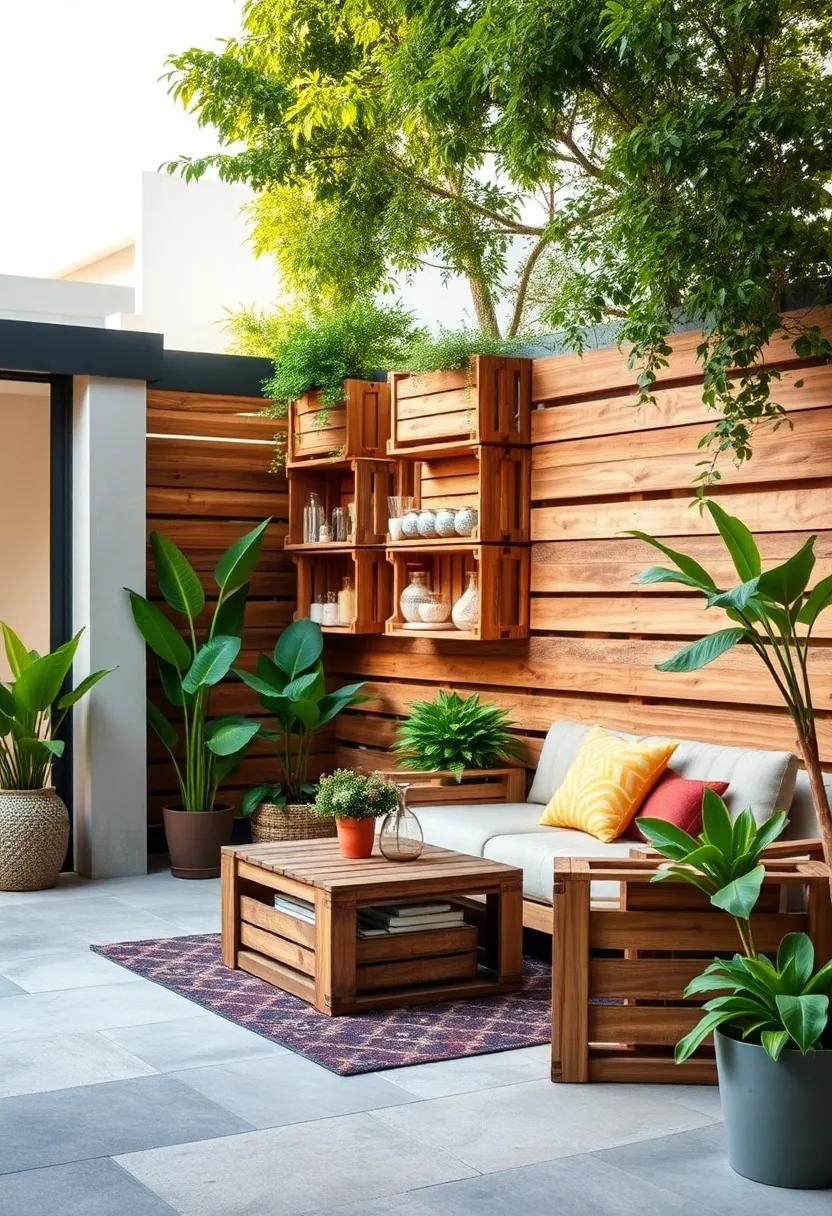 Wooden Crates: Stack and arrange ‌wooden crates to create a multi-level garden fence that doubles as storage ‍and decor