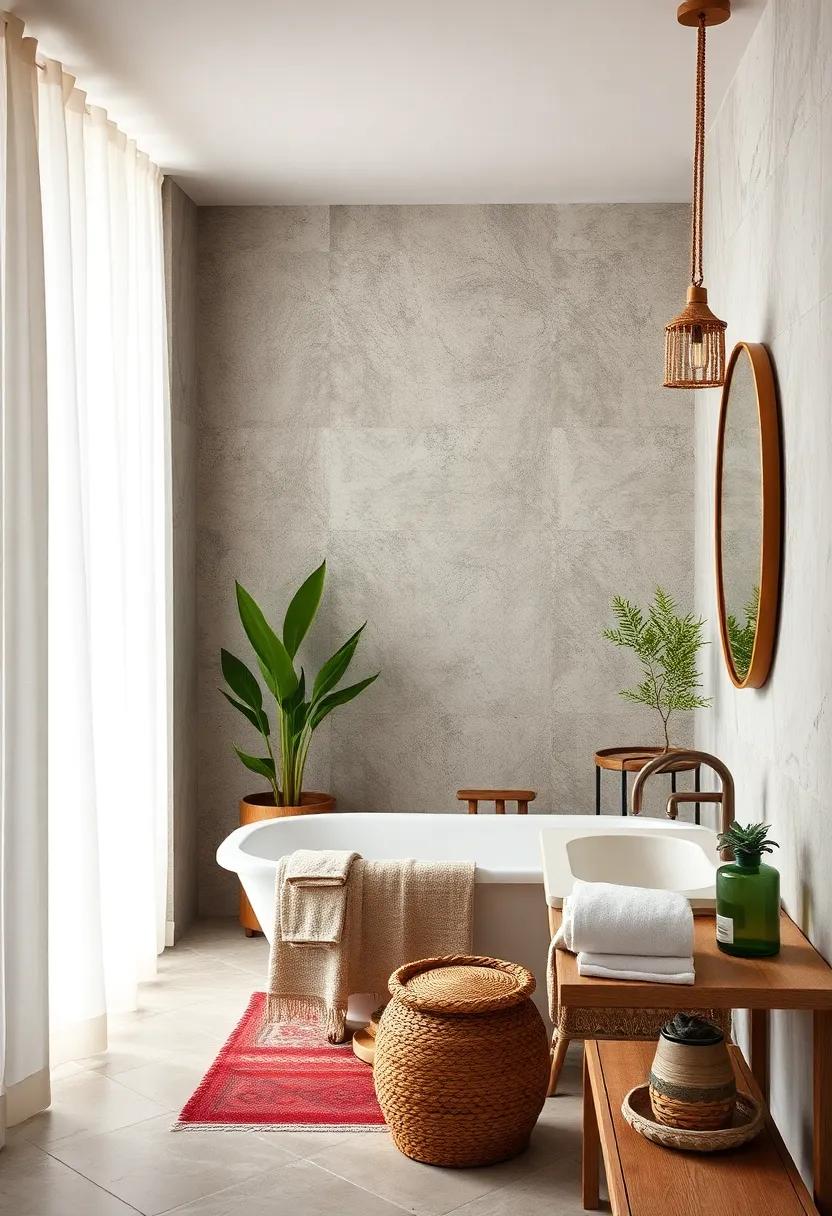 Unique Textiles:⁢ Choose handmade‌ or artisan textiles‍ for towels and shower ‍curtains; look for ‍bohemian patterns or natural ⁤fibers