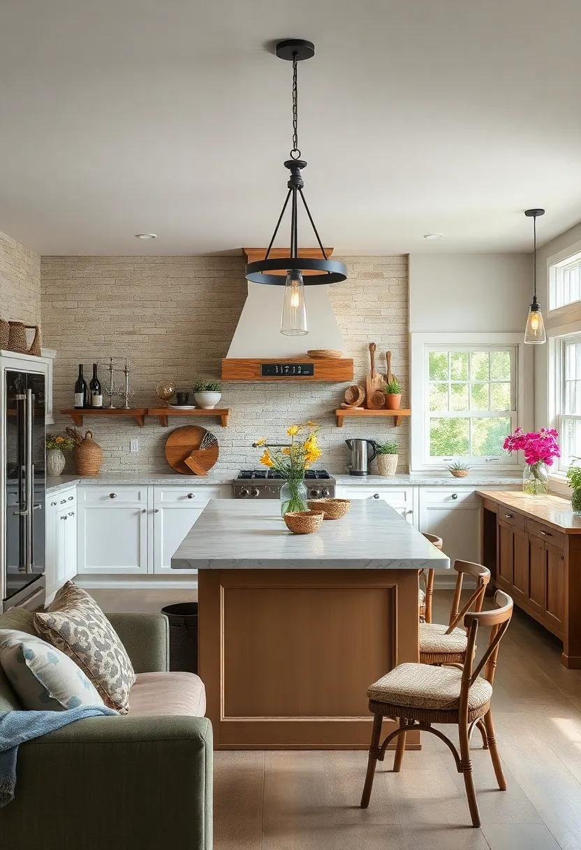 Statement Lighting: Choose rustic pendant lights or a chandelier made from ‍wrought iron or distressed​ wood, ‍serving ​as eye-catching focal points above ⁤work areas