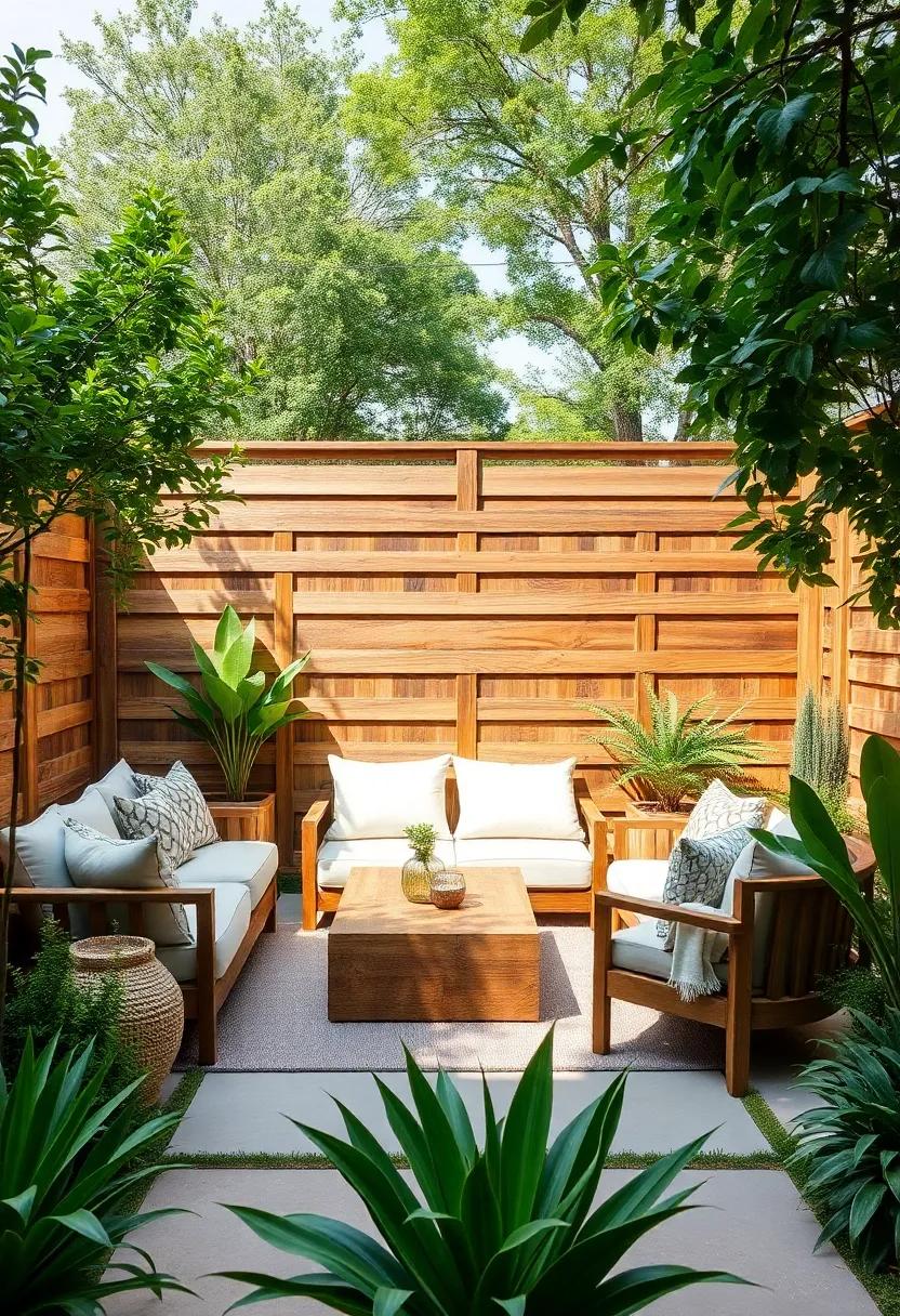 Decorative Wooden Screen Fence: Use a decorative wooden screen fence to not only provide privacy but also act as a stunning visual element in your landscape