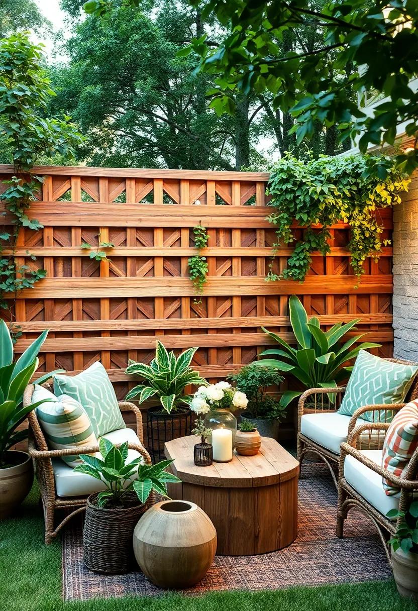 Crisscross Trellis Fence: Elevate your fence design with a crisscross trellis style, perfect for climbing plants to weave through, making it both functional and beautiful