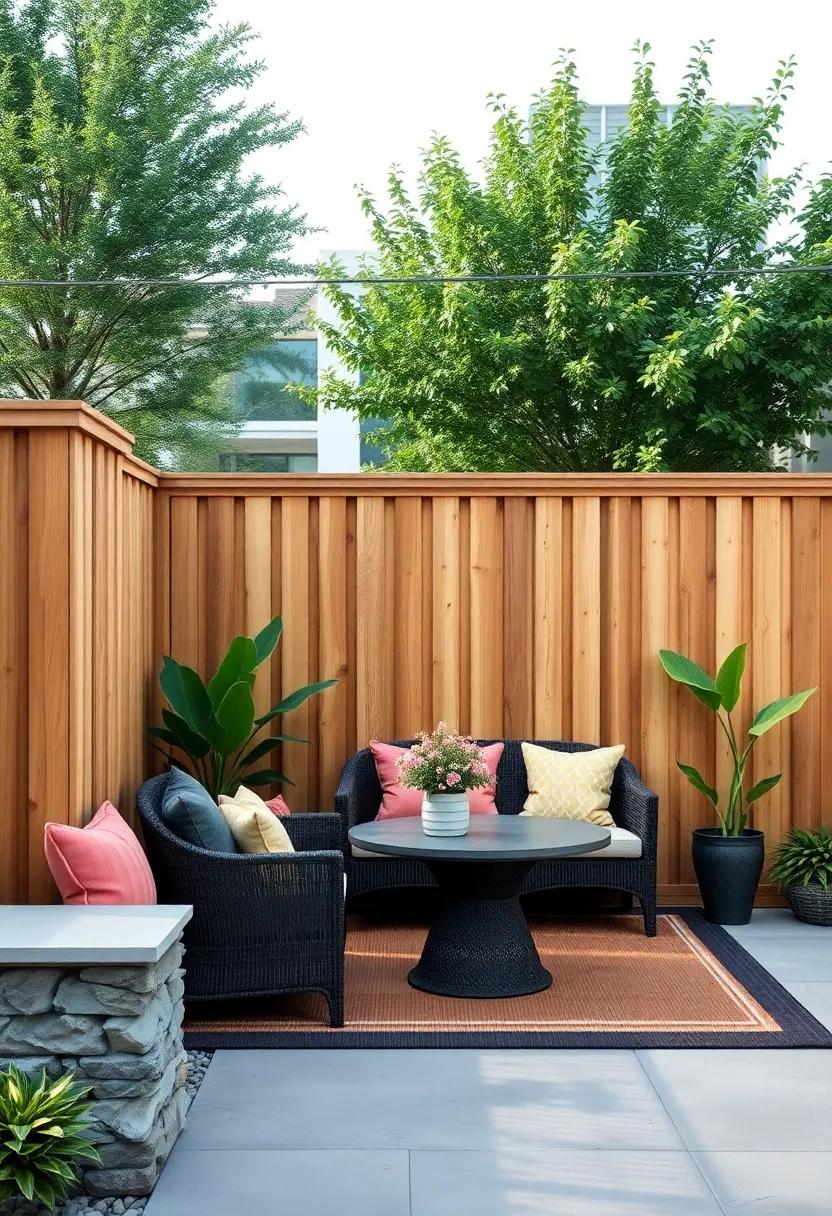 panelled Wood fence with Arched Top: Add elegance to your garden with a panelled wood fence topped with graceful arches, creating a visually stunning boundary for your property