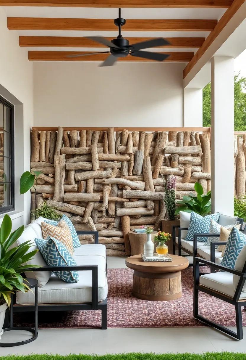 Driftwood Fence: Use naturally weathered driftwood to construct a unique garden fence that echoes the beauty of nature and adds a coastal touch to your space