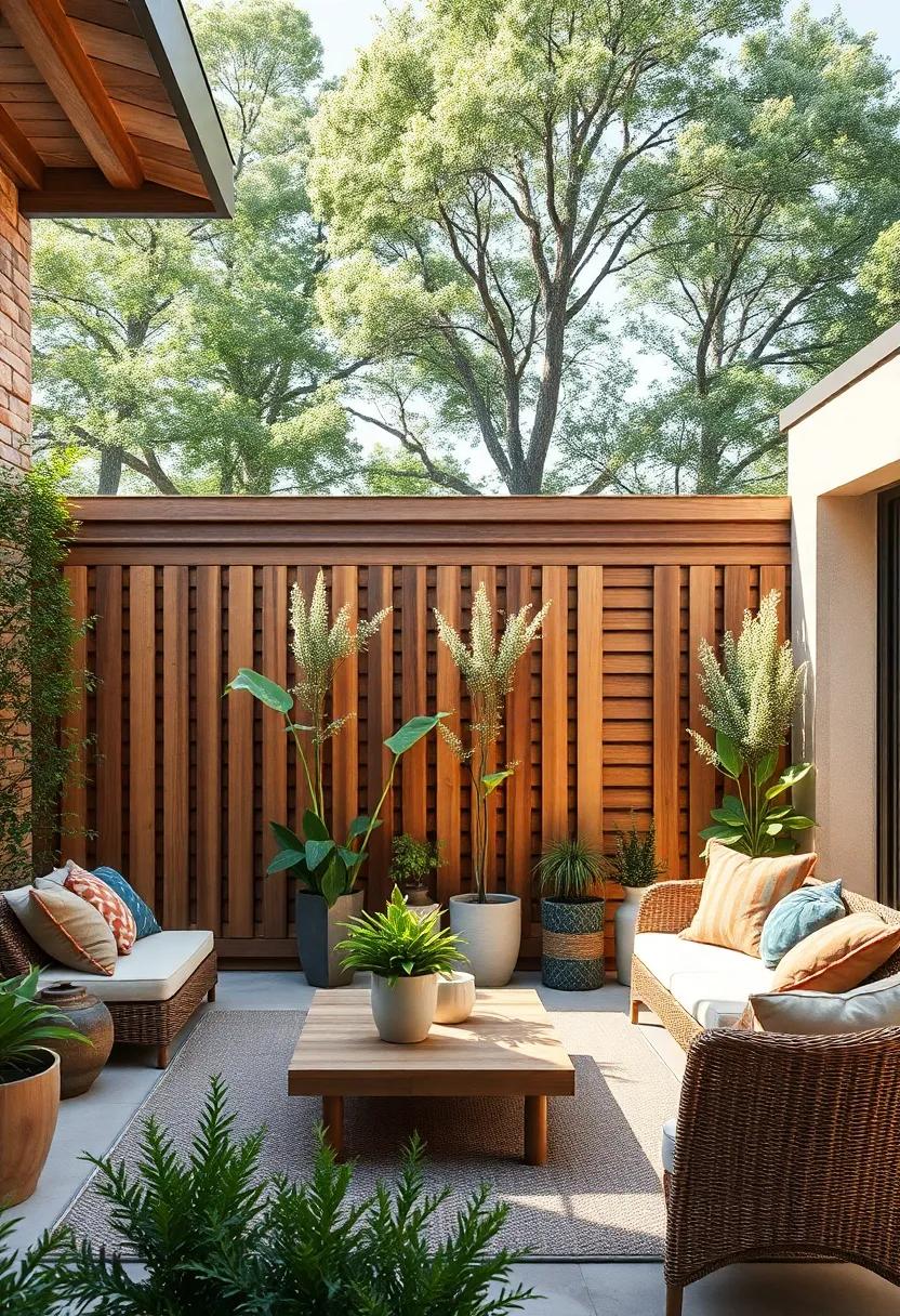 Horizontal Slat Wood Fence: Experiment with a modern twist on rustic design through horizontal slats,offering a sleek look while retaining the warmth of natural wood