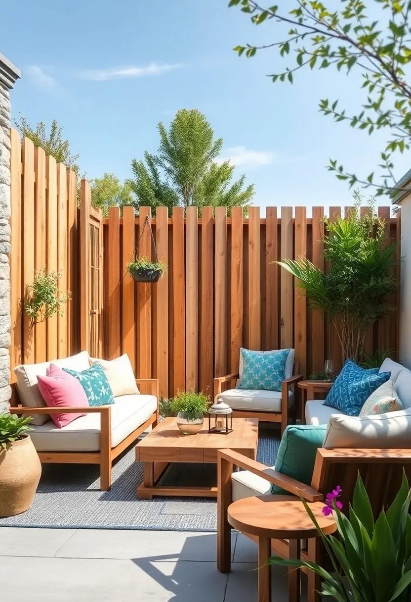 Wooden Palisade Fence: Utilize a palisade style fence to create a dramatic yet down-to-earth enclosure for your garden, framing it in rustic beauty