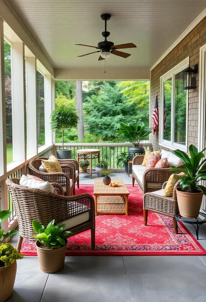 Add a Cozy Rug: A soft, outdoor-friendly rug can create an inviting atmosphere, defining your space and adding warmth underfoot