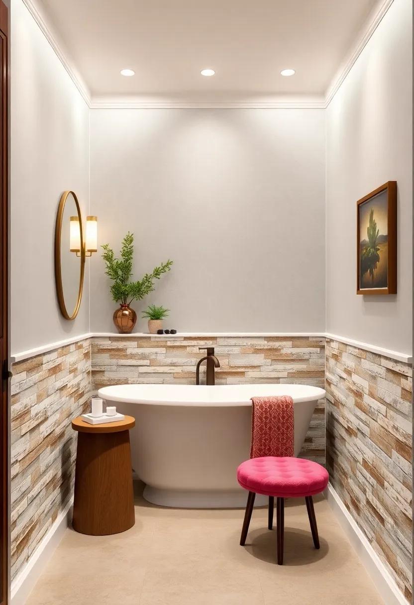 Use faux stone or brick wainscoting to add dimensionality and texture without the weight or installation hassle