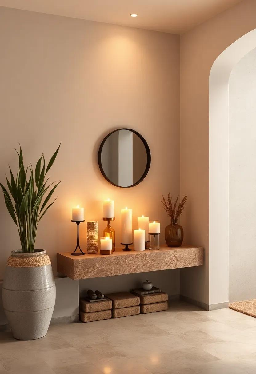 Cozy Candle Arrangements: Create warmth with an array of candles in varied heights,⁢ lining your entryway shelves for a soothing atmosphere