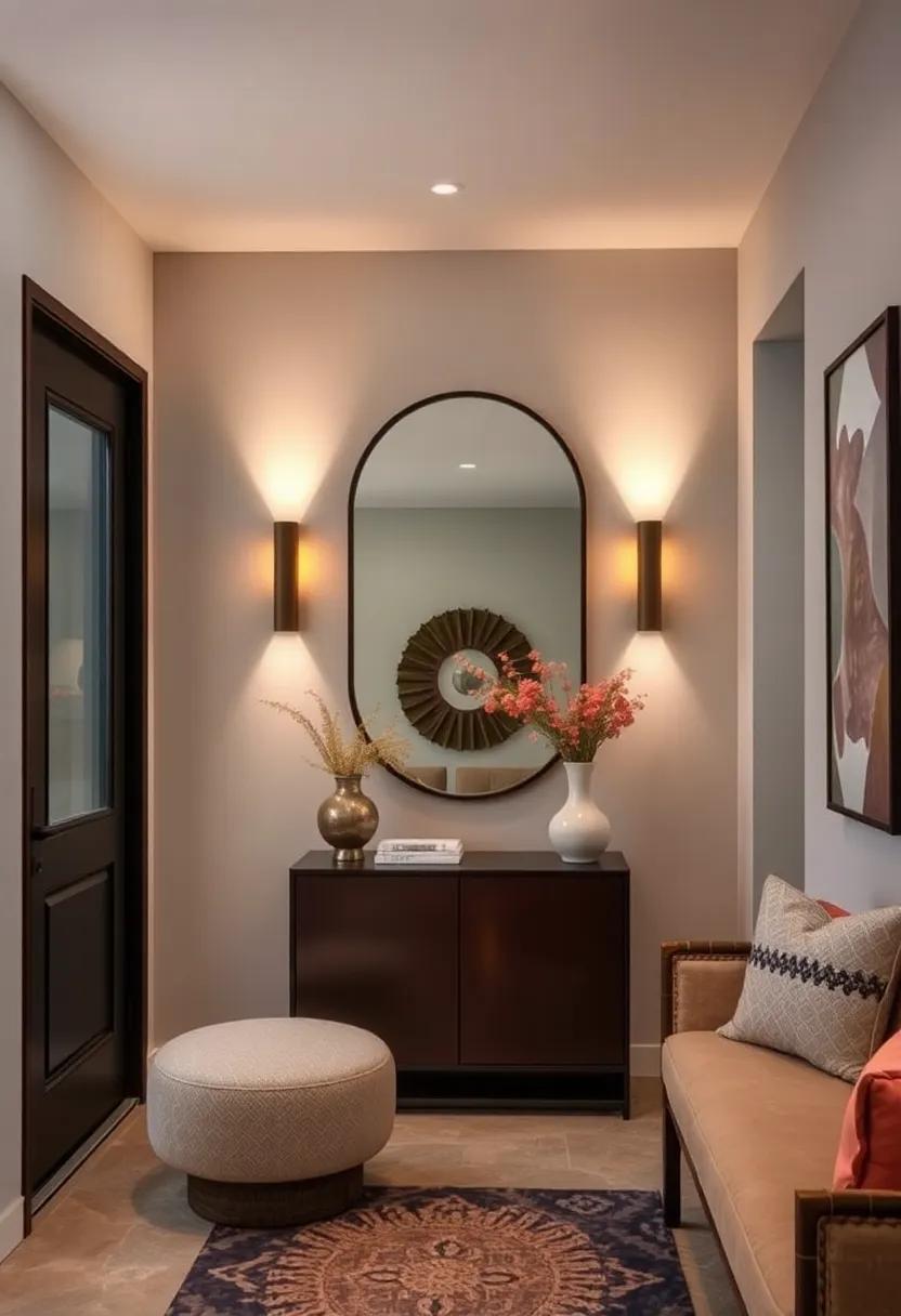 Wall Sconces for Elegance: Install stylish wall ⁢sconces on either side⁢ of your ‍entryway mirror to⁣ create ⁤balance and depth in your lighting design