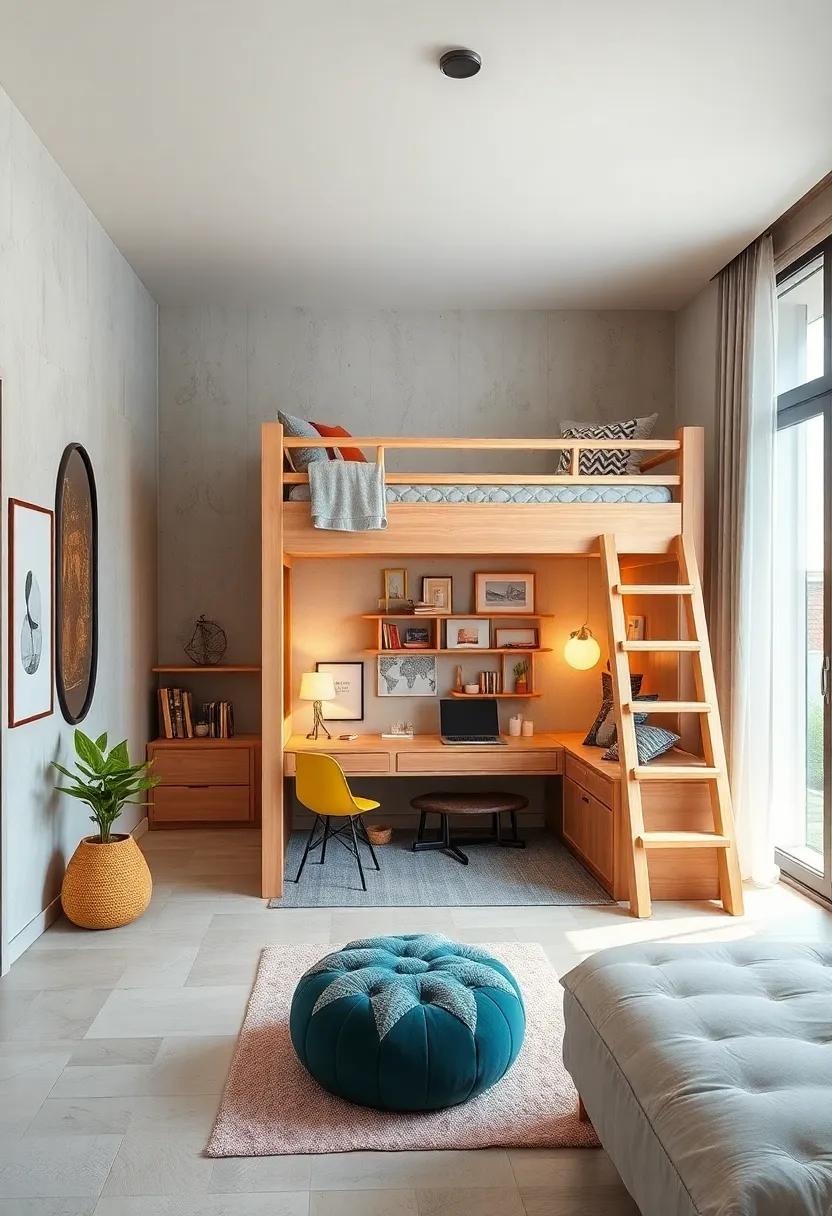 A magical underwater kingdom room ‍where the loft bed‍ mimics a submarine, with a play area⁣ filled with mermaid dolls, fishy plushies, and ocean-themed puzzles