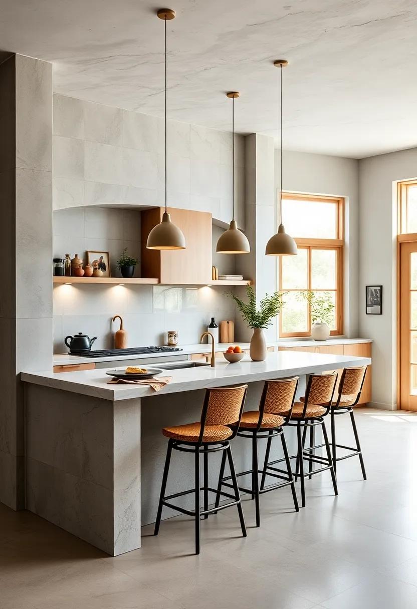 Sleek Surfaces: Choose high-gloss finishes for your breakfast bar to reflect light and create a modern, upscale vibe in your compact kitchen