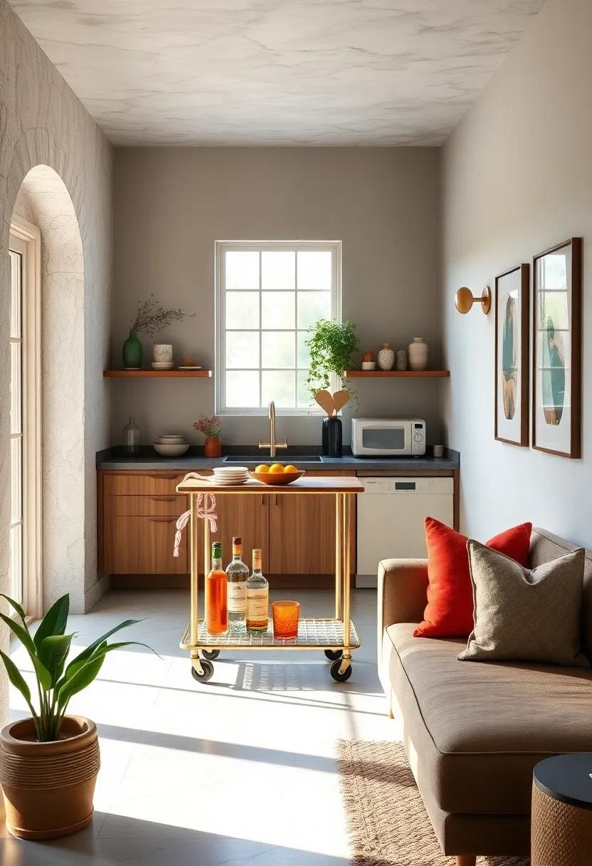 Chill with Bar Carts: Use a rolling bar cart as a mobile breakfast bar that can easily be moved and configured for different occasions