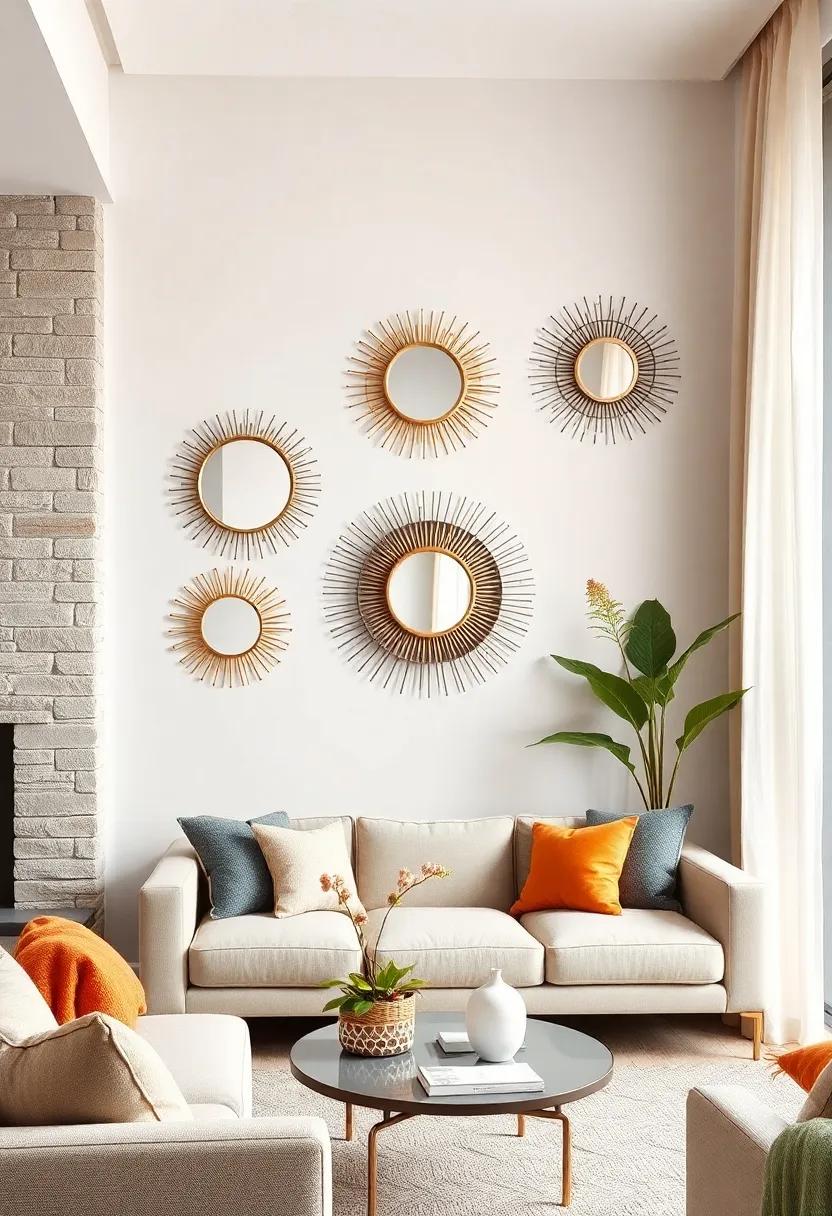 Sunburst Mirrors: Add a sunburst mirror for a touch of retro flair—its rays will amplify light and create a cheerful vibe