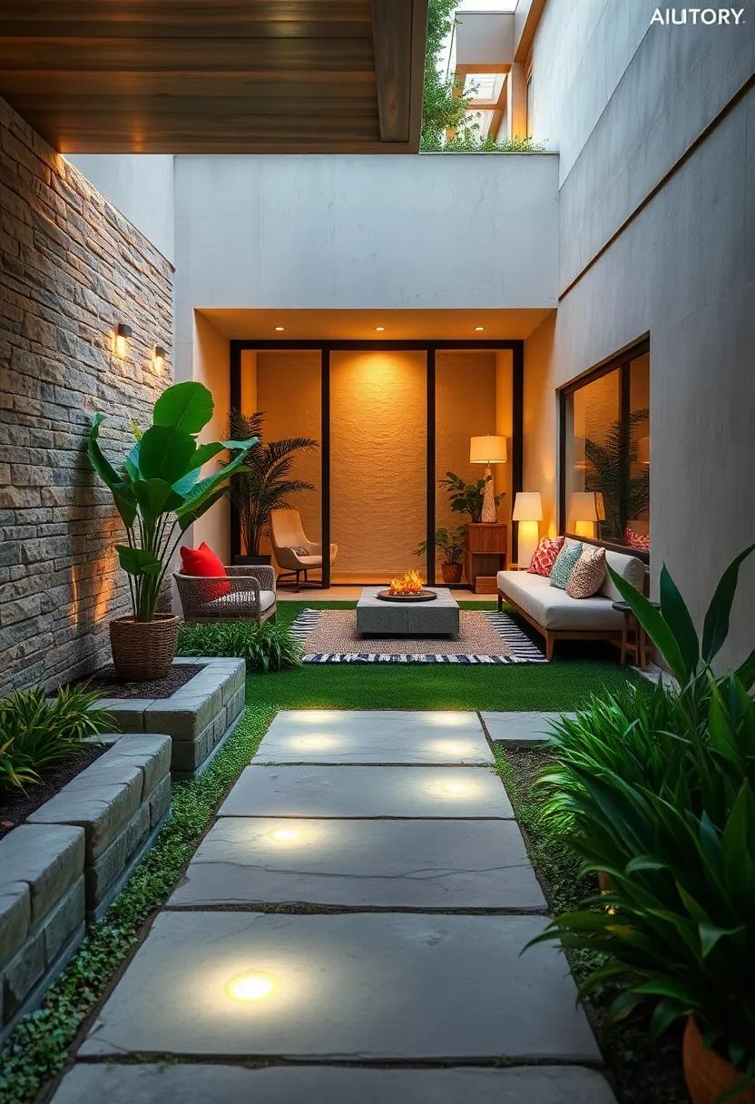 Embedded Lighting in Walkways: Creative inclusion of embedded lights⁣ within stone paths that create patterns of light, ‍ensuring a visually⁢ dynamic experience while being functional