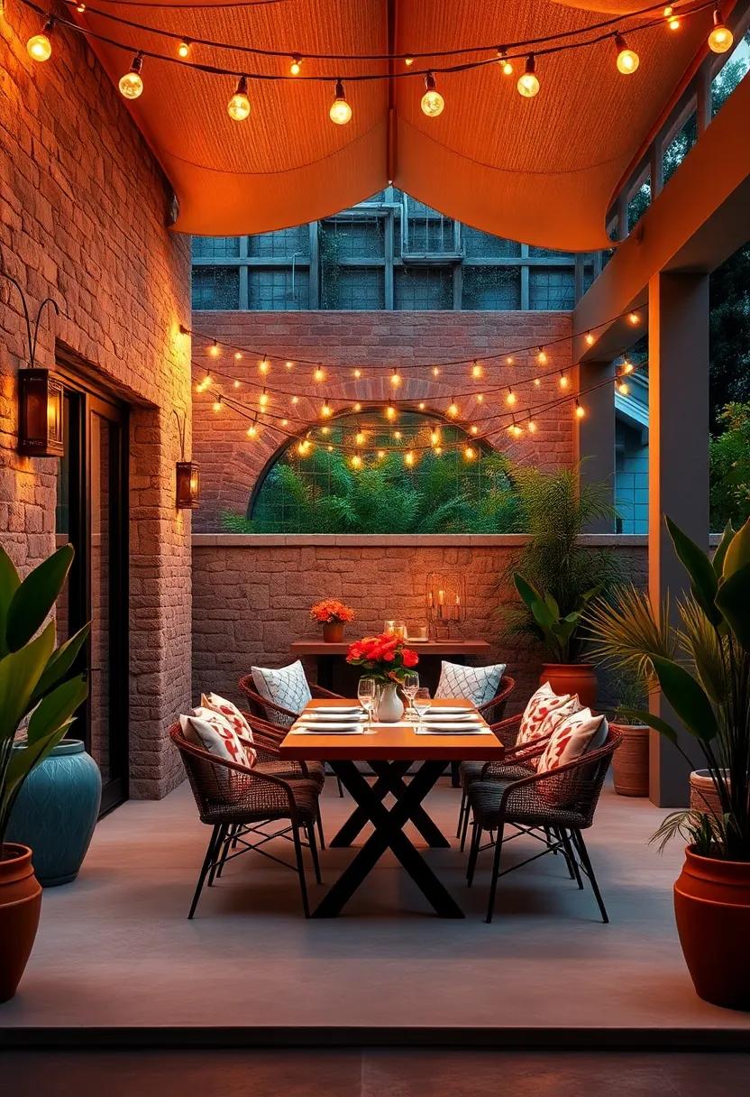 Overhead‍ String ‌Lights: A dining area transformed⁤ by vibrant string lights draped overhead,creating a festive atmosphere perfect for outdoor dinner parties and summer nights