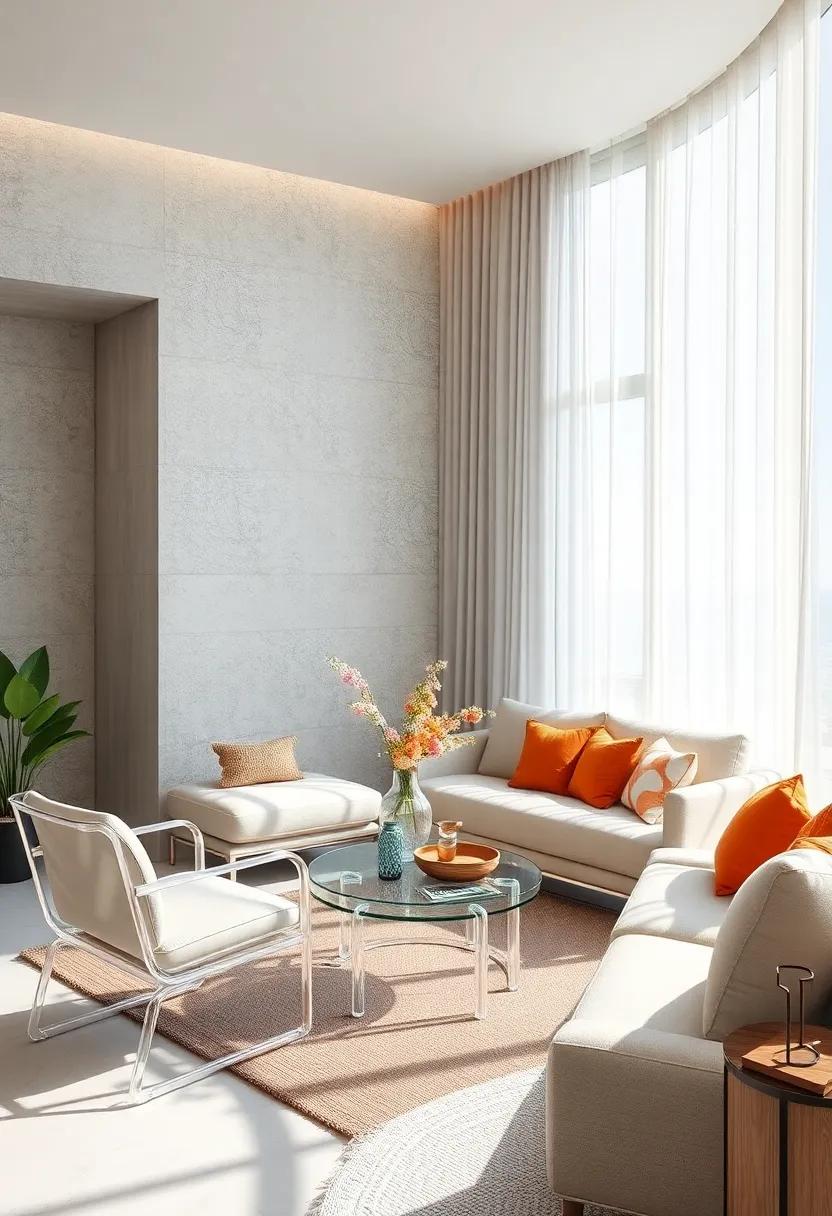 Clear Acrylic Furniture: Experience​ the magic of ⁢transparent furniture ‍that occupies visual ⁢space but feels almost non-existent, perfect for tight quarters