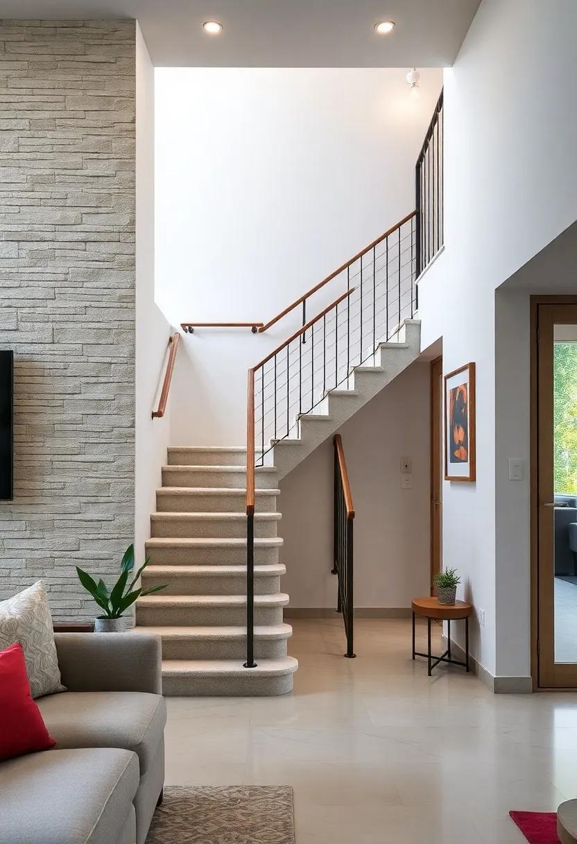 Hidden Utility: Look at a ⁢hidden staircase that reveals ⁢a foldable handrail when accessed,‍ perfect for transforming a guest space without sacrificing room