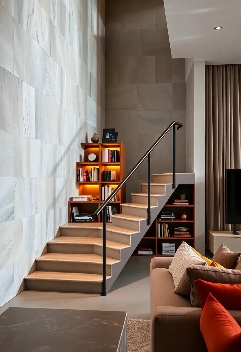 Multifunctional Marvel: Meet a staircase that doubles as a bookshelf, complete with a handrail that folds to⁤ either side, offering both functionality⁣ and style