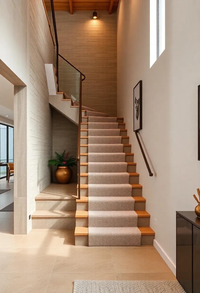 Smart Storage: Uncover a staircase with hidden storage compartments beneath​ each step,paired with a practical foldable handrail for easy access