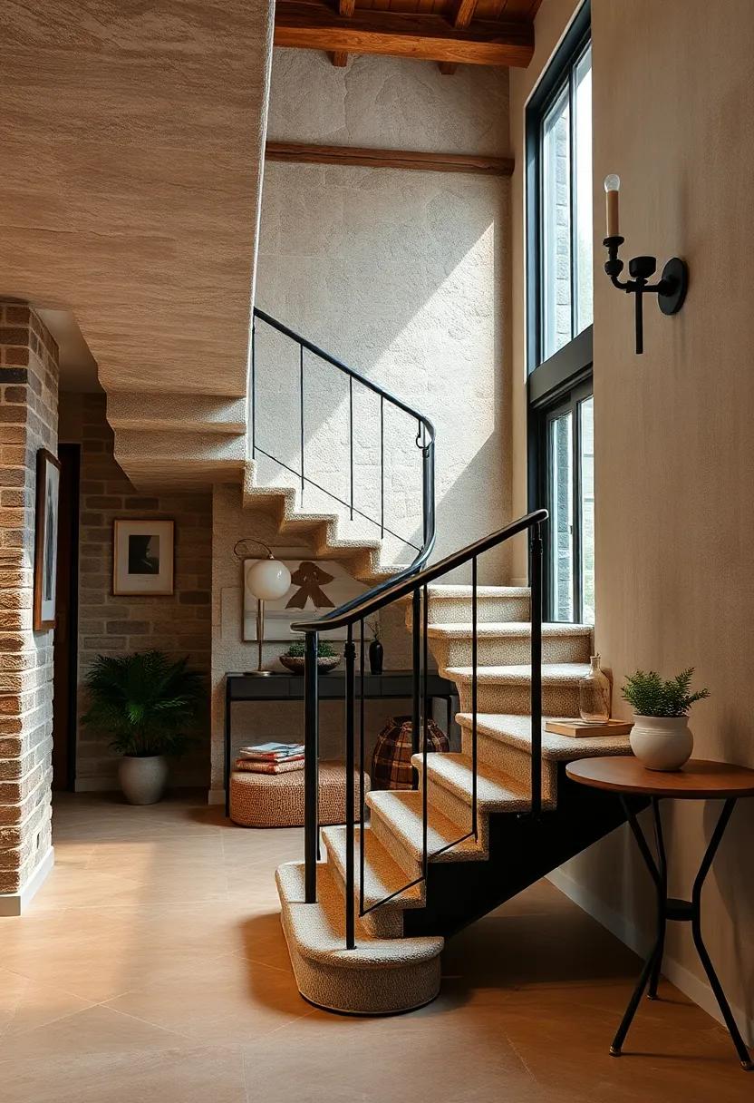 Vintage Vibes: Take a glimpse at a vintage-style staircase with wrought iron ⁤details,where the handrail folds down seamlessly to preserve historical charm