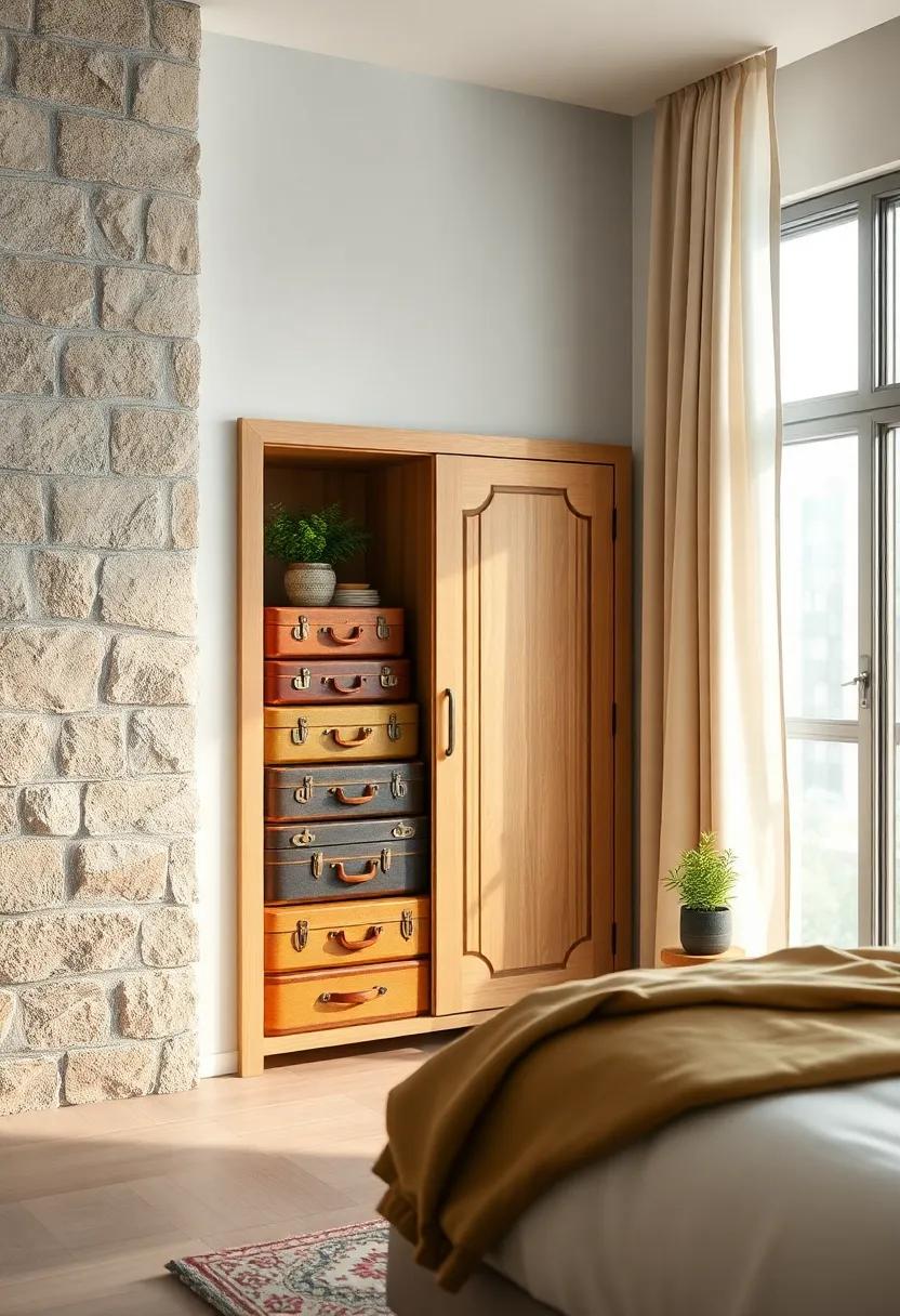 Repurpose Old Suitcases: stack vintage‌ suitcases for an eclectic​ display ​and use them‌ to store off-season ‌clothing or keepsakes