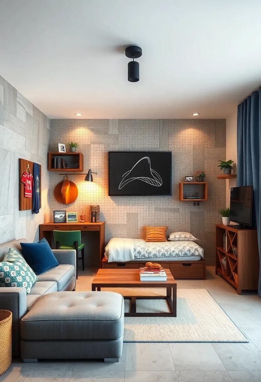 Pegboard Walls: Install pegboards for hanging gear,art​ supplies,or accessories; they’re functional and can be personalized