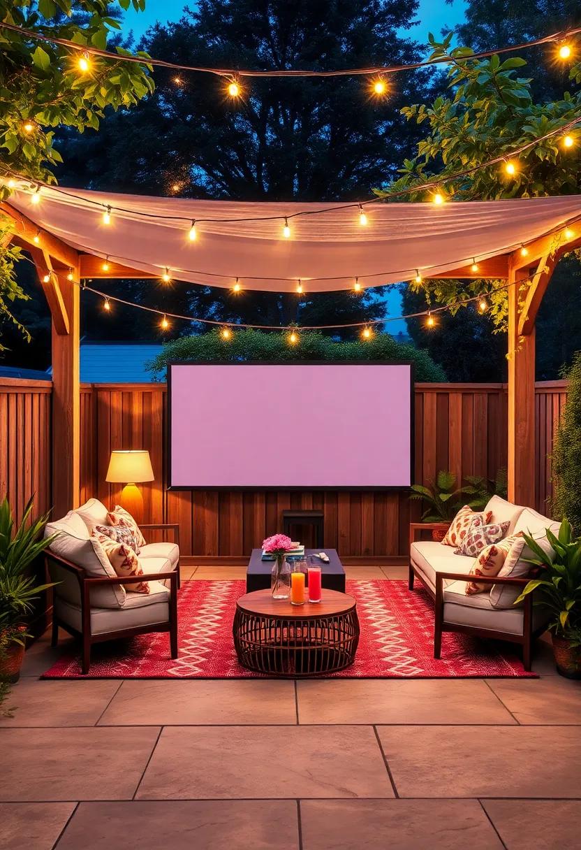 Outdoor Movie Night: Frame an outdoor movie area ⁤with string lights on the garden fence for​ a cozy cinema-like experience under the stars