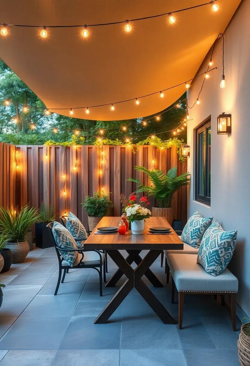 Outdoor⁢ Dining ⁢Experience: Illuminate your ⁣dining area by running‌ string lights along the fence that borders your outdoor dining⁣ space, ensuring a comfortable setting ⁤for meals