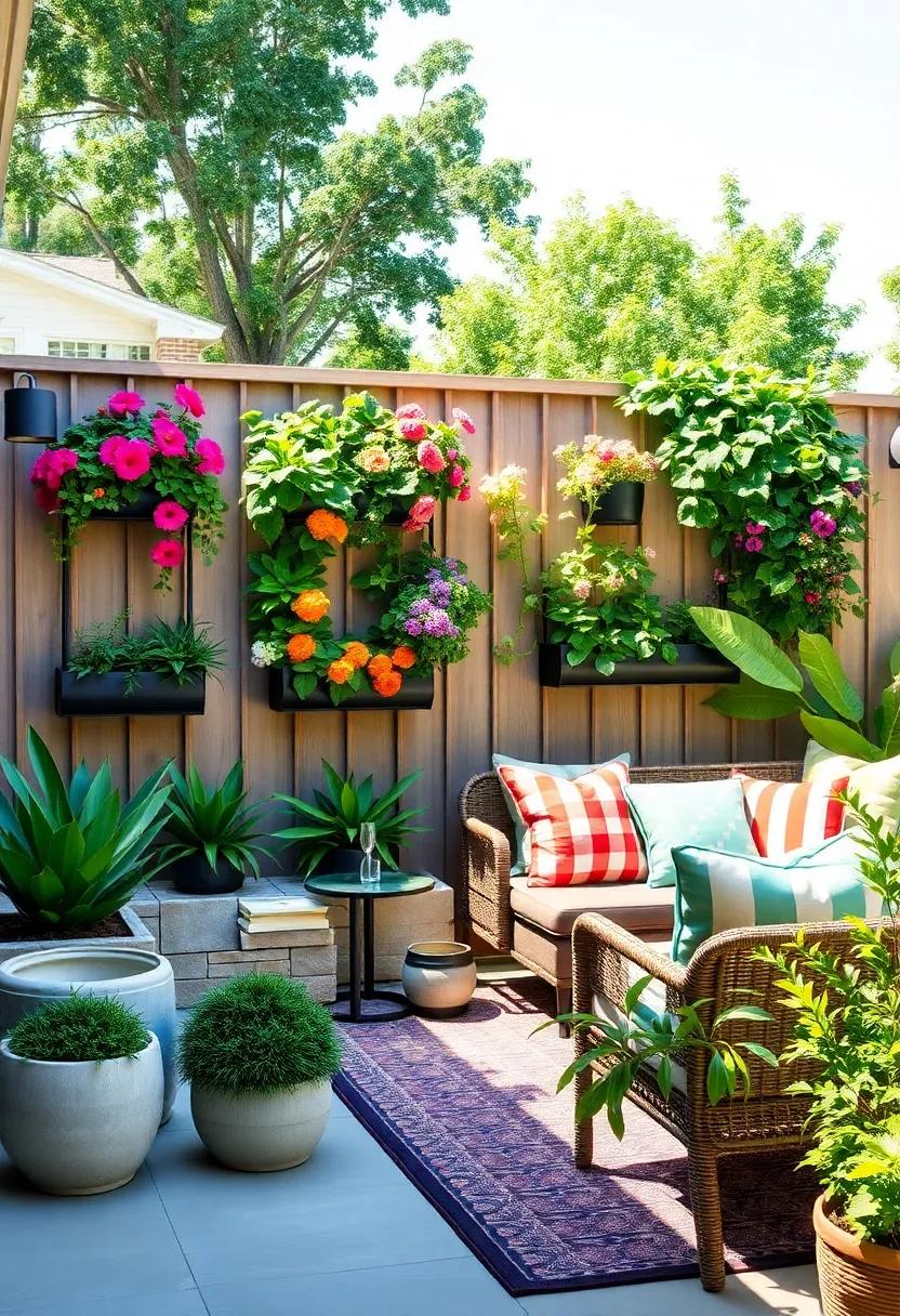 Embrace Vertical Gardens: Install wall-mounted‍ planters filled with⁢ vibrant flowers or ​herbs to create a ⁣living mural‌ on your fence