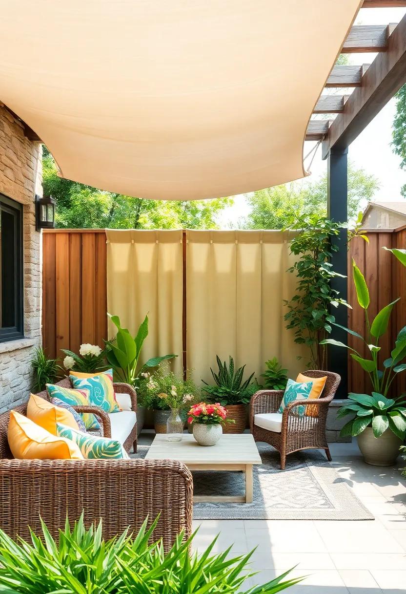 Fabric Panels: Attach colorful ‌fabric panels or outdoor curtains to create shade ​and add texture, ⁣enhancing ​both ‌function and aesthetics
