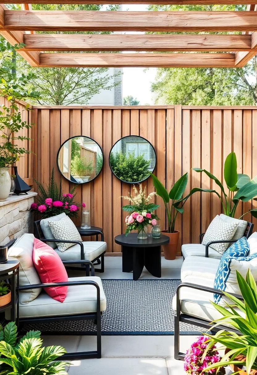 Mirror Magic: ​Install ⁣weather-resistant mirrors on your fence to reflect light and create the illusion of more space in your garden