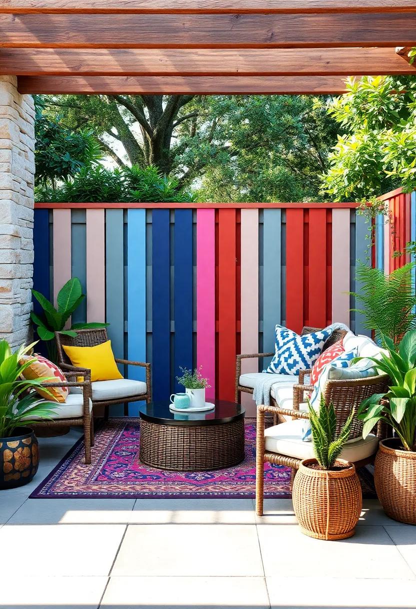 Color Block Fencing: Use ‍a color-blocking technique​ to‌ paint⁢ sections ⁣of ​your fence in‌ different hues ​for a ⁣modern, artistic flair