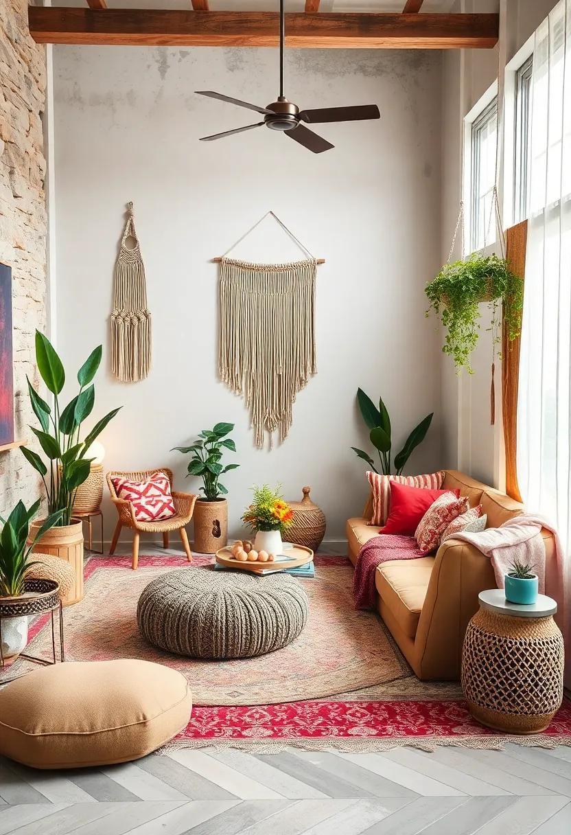 Embrace the‍ bohemian vibe: ‌Layer textured rugs, hang macramé wall ⁤hangings, and incorporate plants to‍ create a warm,‍ inviting space that feels‌ like ⁣a personal sanctuary
